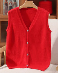 Mink Cashmere V-Neck Vest