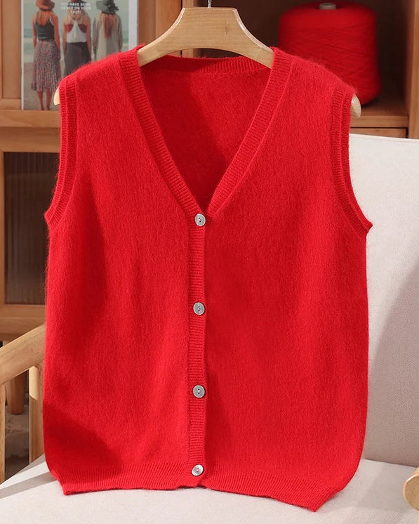Mink Cashmere V-Neck Vest