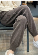 High Waist Drawstring Wool Knitted Pants