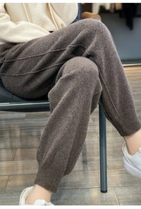High Waist Drawstring Wool Knitted Pants