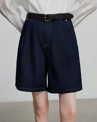 Wide-Leg Denim Shorts