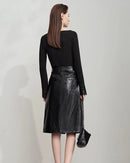 Simple Solid Color Asymmetrical Neckline Top