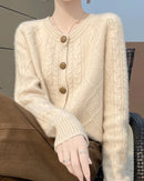 Thick Merino Wool Crewneck Cardigan