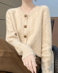 Thick Merino Wool Crewneck Cardigan