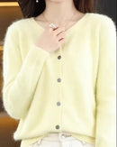 Mink Cashmere Round Neck Cardigan