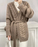 Cashmere Belted Knit Cardigan