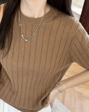 Ribbed Cotton Knit Short Sleeve Tee