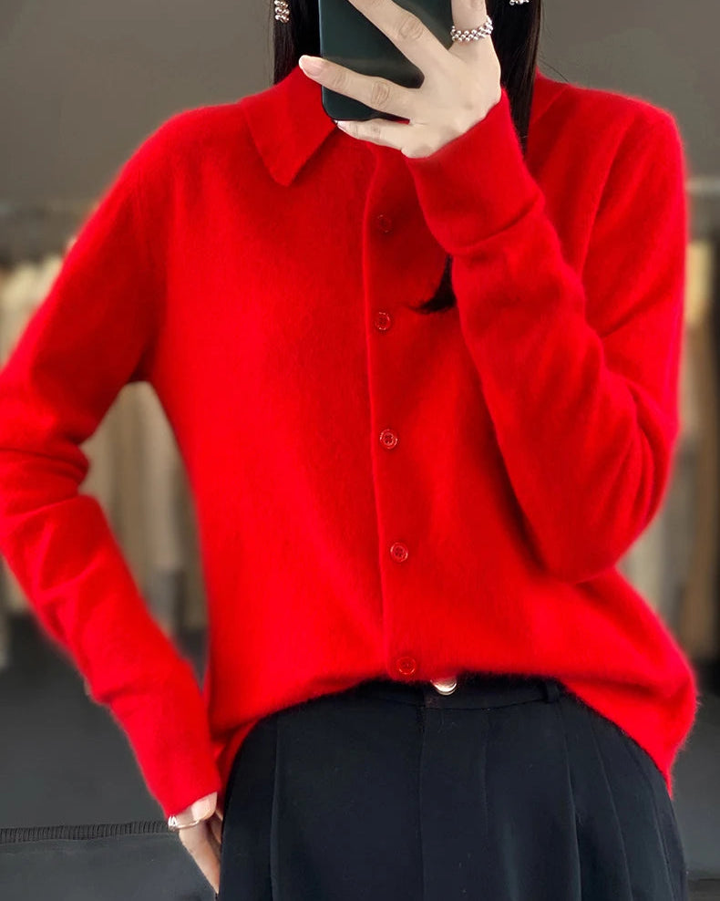 Mink Cashmere Polo Cardigan