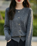 Wool O-Neck Curled Colour Yarn Open Cardigan Sweater