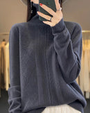 Merino Wool Turtleneck Jacquard Sweater
