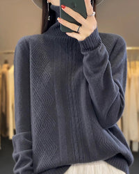Merino Wool Turtleneck Jacquard Sweater