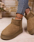 Flannel Slip-On Snow Ankle Boots