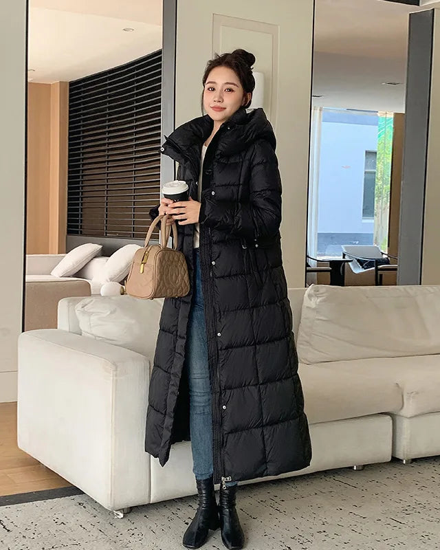 Long Hooded Quilted Puffer Coat