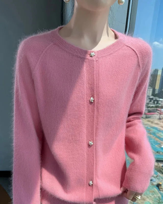 Soft Mink Cashmere O-Neck Cardigan