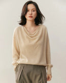 Casual Cashmere Irregular Neckline Sweater