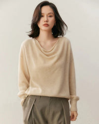 Casual Cashmere Irregular Neckline Sweater