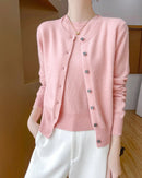 Wool Cardigan Crew Neck T-Shirt Two-Piece Sweater Set