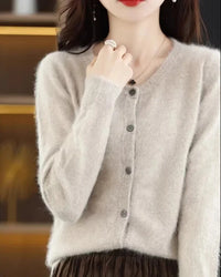 Mink Cashmere Round Neck Cardigan
