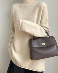 Longline Cashmere Crewneck Sweater