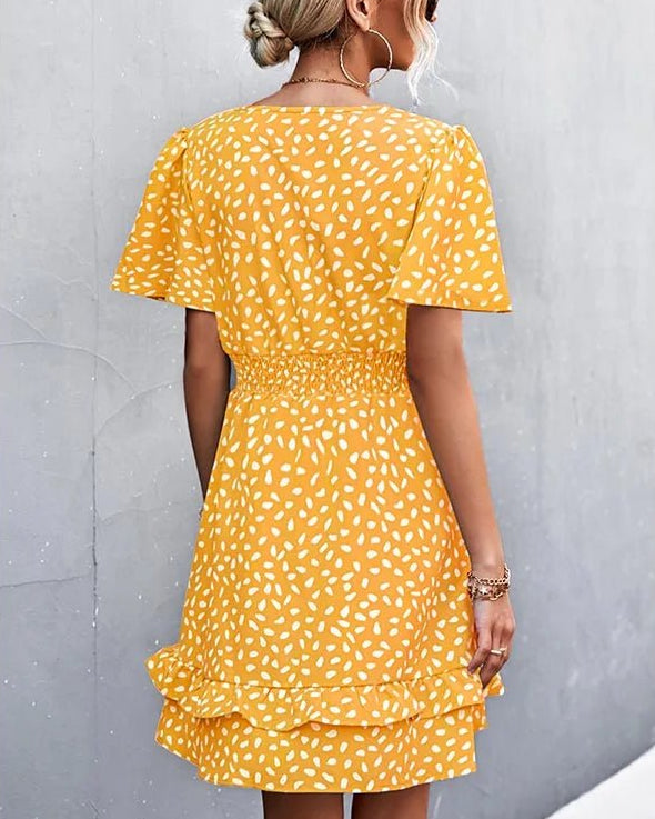 V-Neck Floral Mini Dress