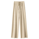 Drawstring High Waist Wide-Leg Wool Pants