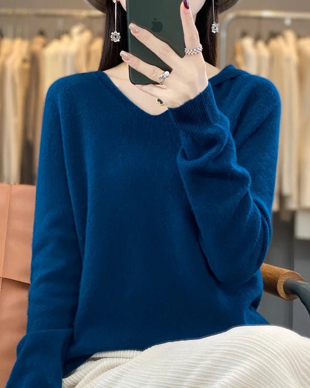 Soft Wool Knit Hooded Pullover Sweater
