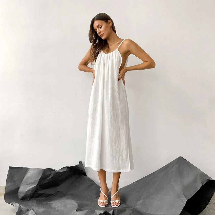Spaghetti Strap Cotton Split Lounge Dress