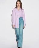 Simple Commuter Lapel Drop Shoulder Sleeve Shirt