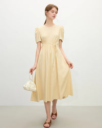 New Slim-Fit Drawstring High-Waisted A-Line Dress