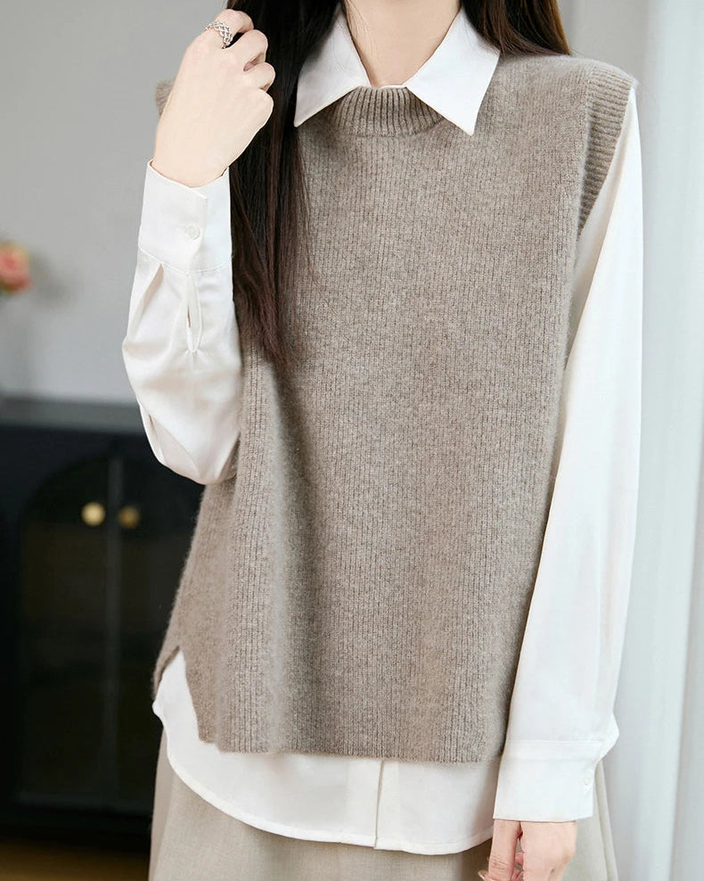 Wool Knit Sleeveless Sweater Vest
