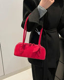 Faux Suede Bowling Shoulder Bag
