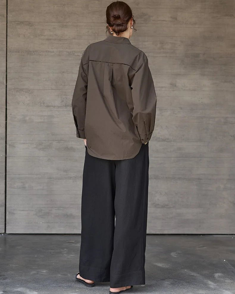 Casual Collared Single-Breasted Loose-Fitting Shirt