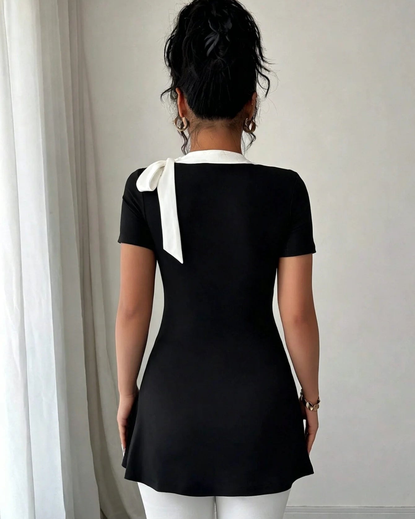 Knit Bow-Tie Slim-Fit Tunic