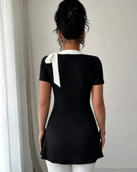 Knit Bow-Tie Slim-Fit Tunic