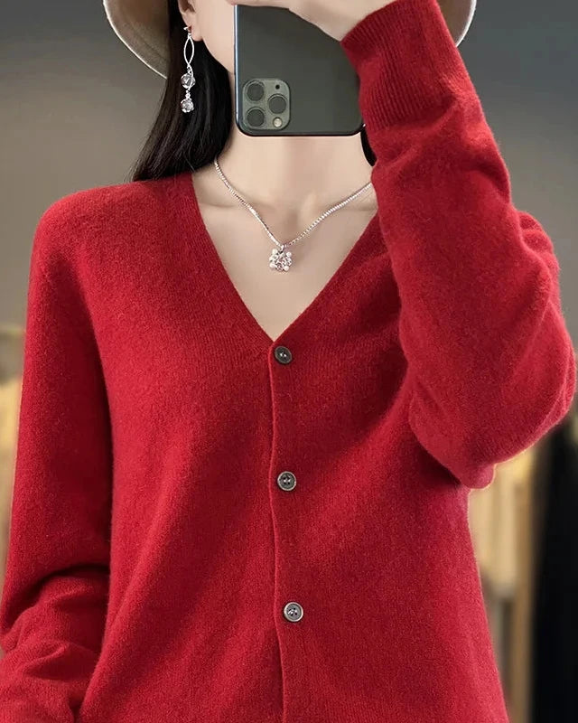 Merino Wool V-Neck Cardigan