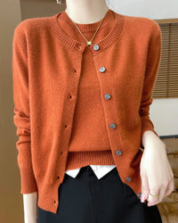 Wool Cardigan Crew Neck T-Shirt Two-Piece Sweater Set