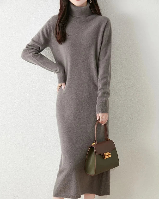 Merino Wool Turtleneck Knit Dress