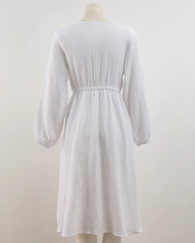 Elegant Long-Sleeved V-Neck Party Beach Dress