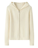 Hooded Cashmere Zip Cardigan
