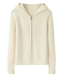 Hooded Cashmere Zip Cardigan