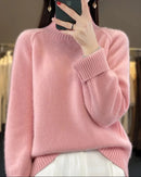 Raglan Merino Wool Mock Neck Sweater