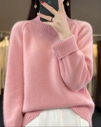 Raglan Merino Wool Mock Neck Sweater