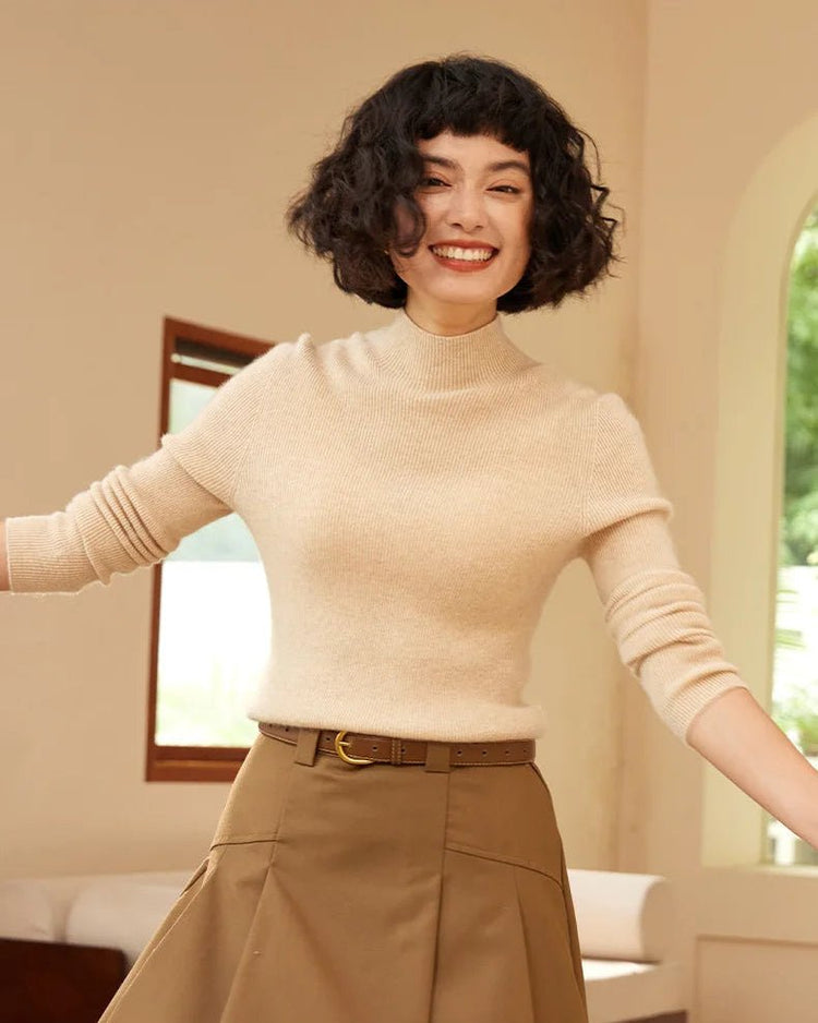 Cashmere Turtleneck Pullover Slim-Fit Knit Sweater