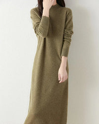 Merino Wool Mock Neck Knit Dress