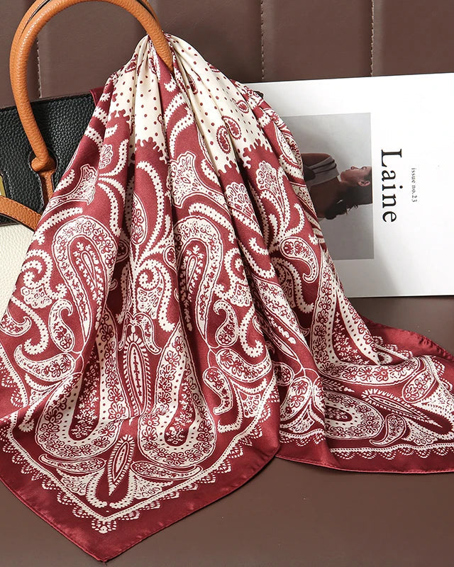 Multifunction Paisley Square Silk Scarf