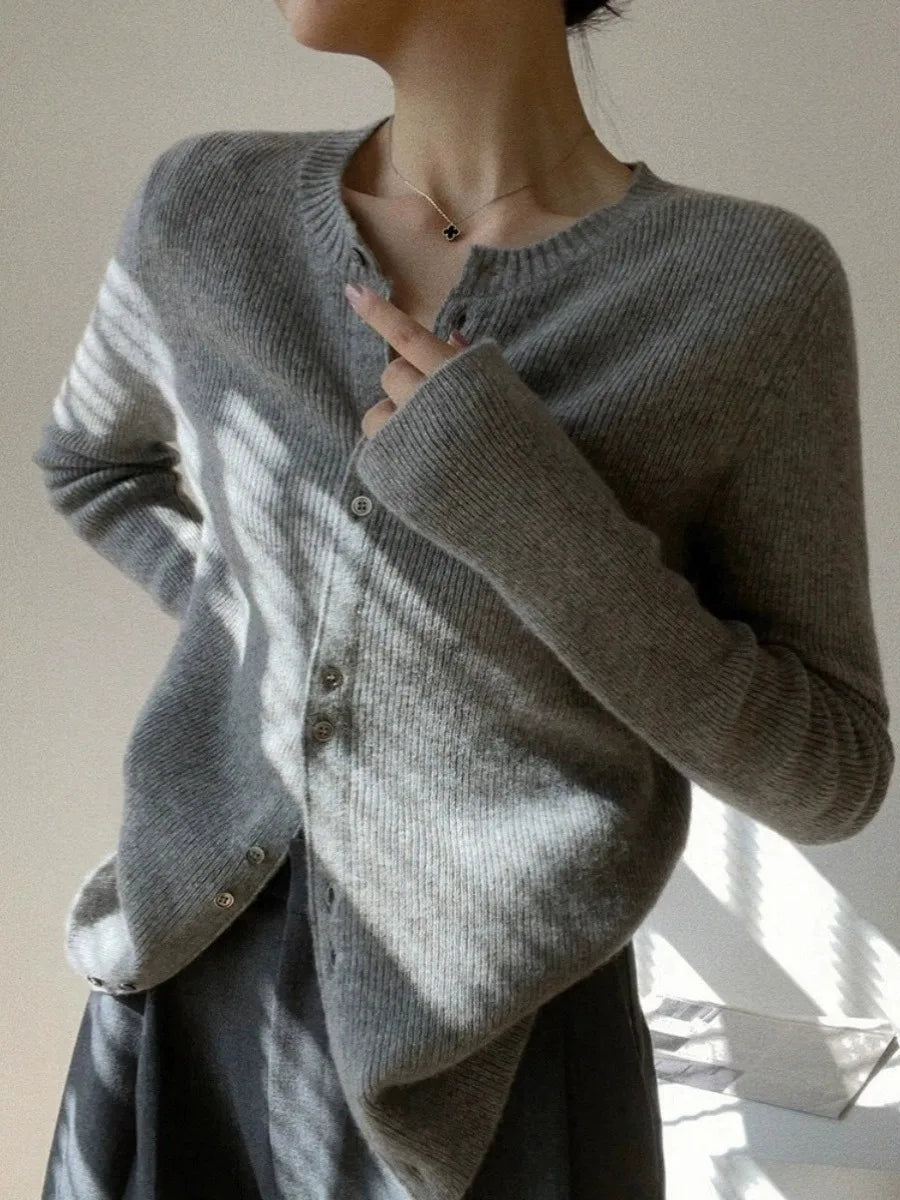 Gentle Herd 100% Wool Round Neck Cardigan