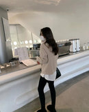 Stand Collar Zipper Cashmere Knit Cardigan