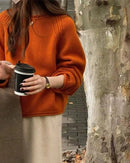 Cashmere Rolled Neck Knit Sweater