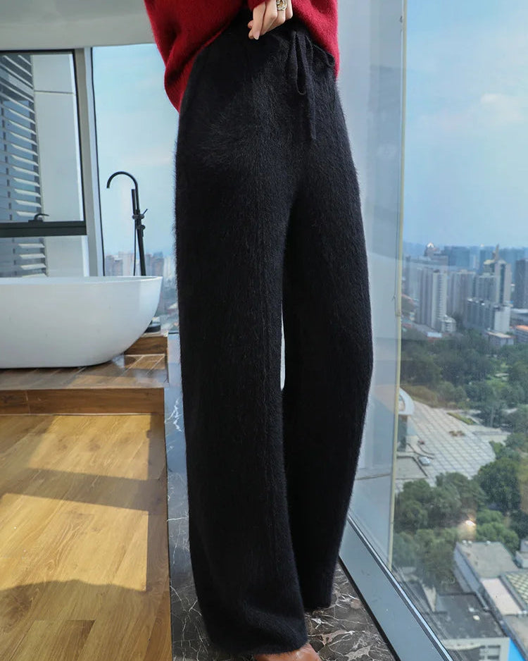 Cashmere Knit Wide Leg Pants