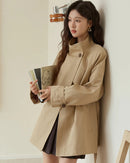 Stand-Collar Belted Trench Coat